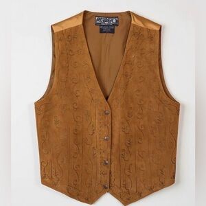 Agapo Vintage Genuine Leather Embroidered Vest Cognac Brown NWT, XL / XXL